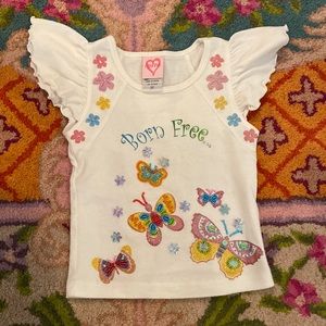 Baby girl flutter sleeve top with embellishments